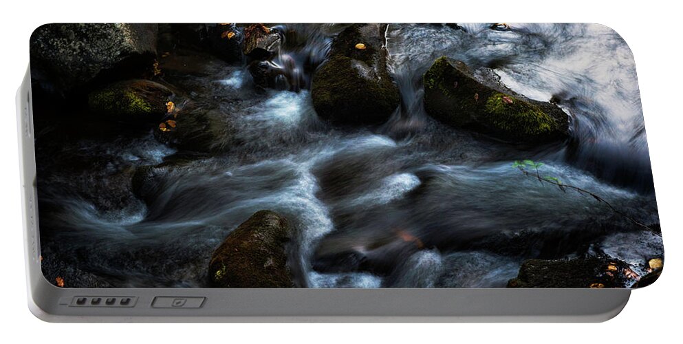 Rocks Portable Battery Charger featuring the photograph Rushing Stream by Norman Reid