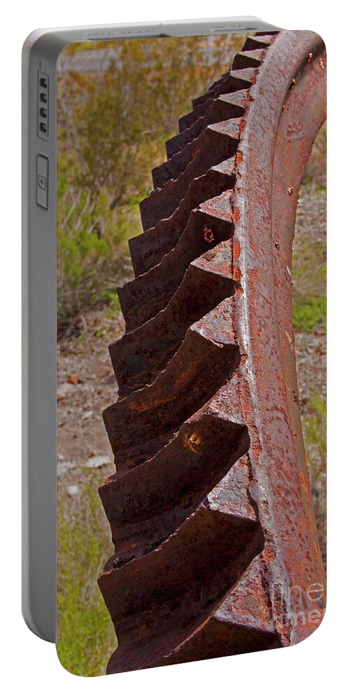 Gear Portable Battery Charger featuring the photograph Rusted Teeth-Signed-#1047 by J L Woody Wooden
