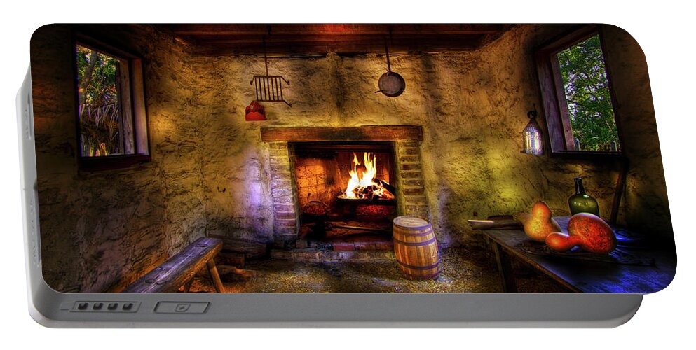 Wormsloe Portable Battery Charger featuring the photograph Rustic Country Cabin by Mark Andrew Thomas