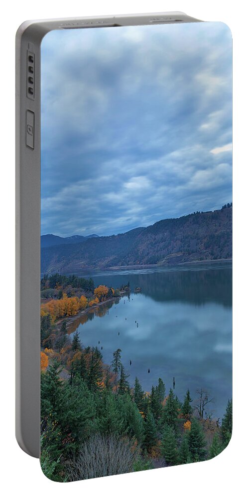 Hood Portable Battery Charger featuring the photograph Ruthton Point during Evening Blue Hour by David Gn