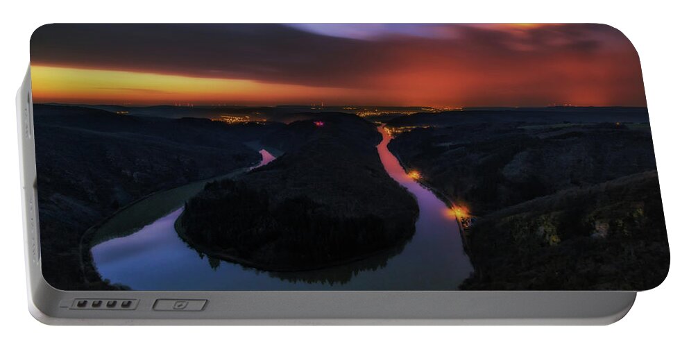 Saar Portable Battery Charger featuring the photograph Saarschleife before Sunrise by Marc Braner