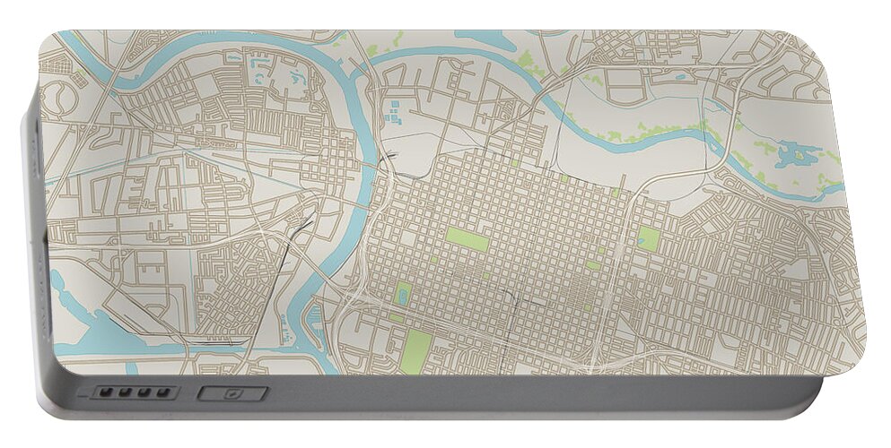 Sacramento Portable Battery Charger featuring the digital art Sacramento California US City Street Map by Frank Ramspott