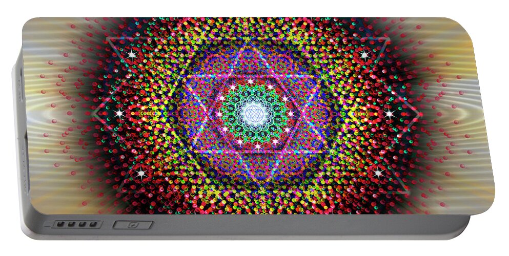 Endre Portable Battery Charger featuring the digital art Sacred Geometry 657 by Endre Balogh