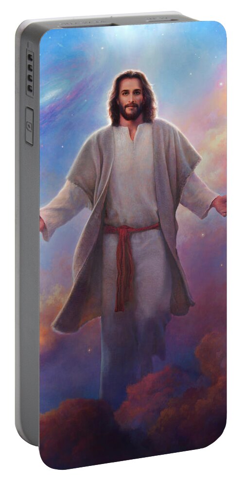 Jesus Portable Battery Charger featuring the painting Sacred Space by Greg Olsen