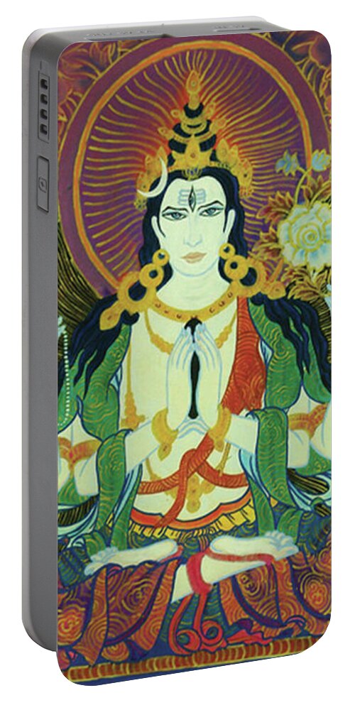 Shiva Portable Battery Charger featuring the painting Sada Shiva by Guruji Aruneshvar Paris Art Curator Katrin Suter