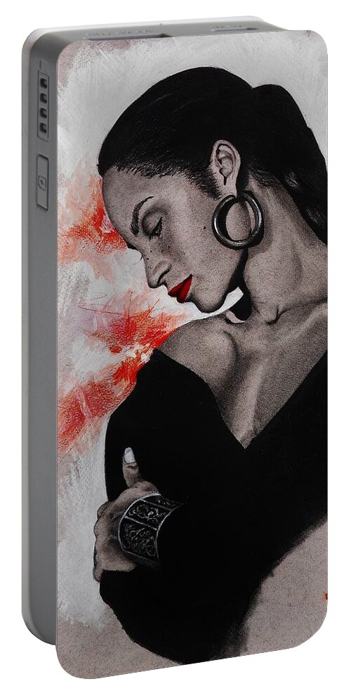 Drawings Portable Battery Charger featuring the drawing Sade by Dana Newman