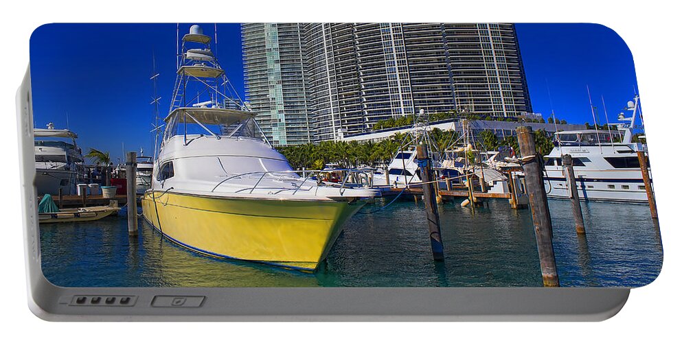 Luxury Yacht Portable Battery Charger featuring the photograph Miami Beach Marina Series 32 by Carlos Diaz