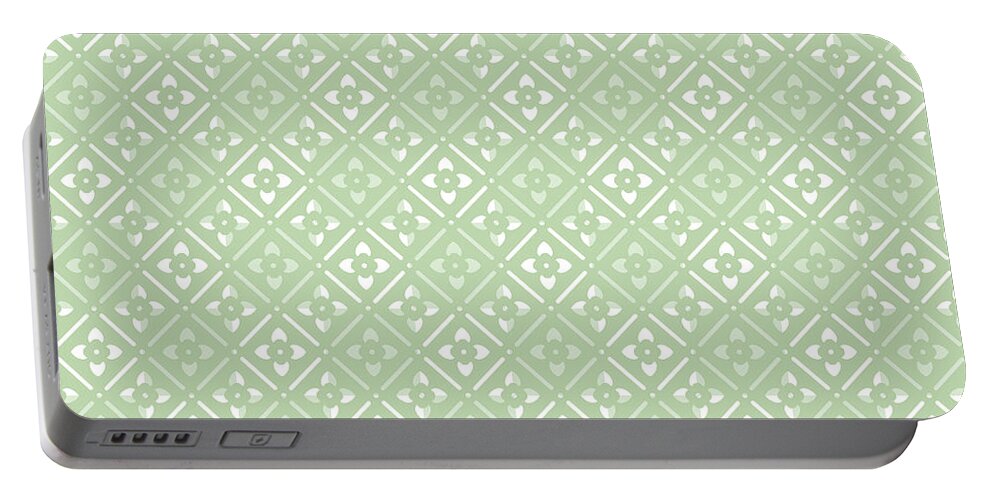 Green Portable Battery Charger featuring the digital art Sage Green Floral Print by Inspired Arts