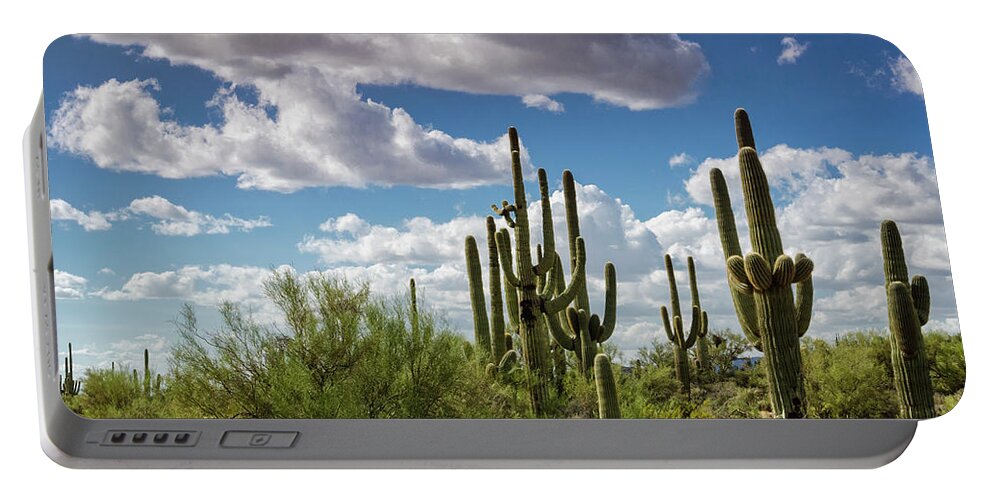 Arizona Portable Battery Charger featuring the photograph Saguaro and Blue Skies Ahead by Saija Lehtonen