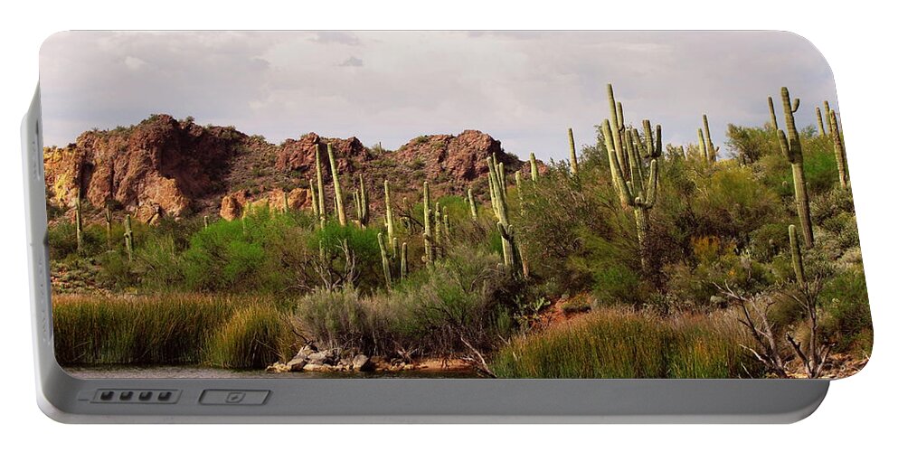Saguaro Lake Portable Battery Charger featuring the photograph Saguaro Lake by Marilyn Smith