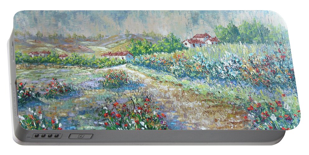 Provence Portable Battery Charger featuring the painting Saignon by Frederic Payet