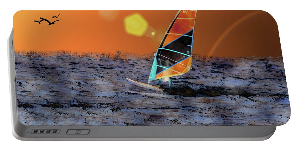 Watersport Portable Battery Charger featuring the photograph Sail Away by Cathy Kovarik