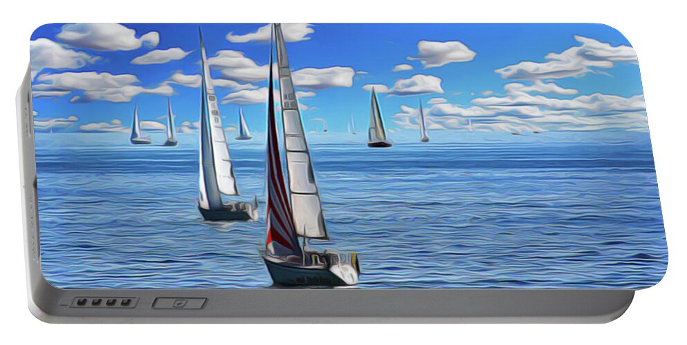Sail Day Portable Battery Charger featuring the painting Sail Day by Harry Warrick