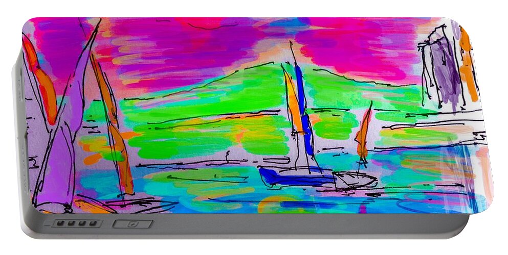 Sail Portable Battery Charger featuring the mixed media Sail of the Century by Jason Nicholas