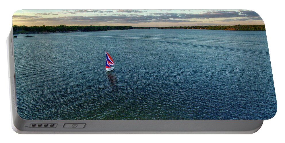 Decatur Portable Battery Charger featuring the photograph Sailboat on Lake Decatur by George Strohl