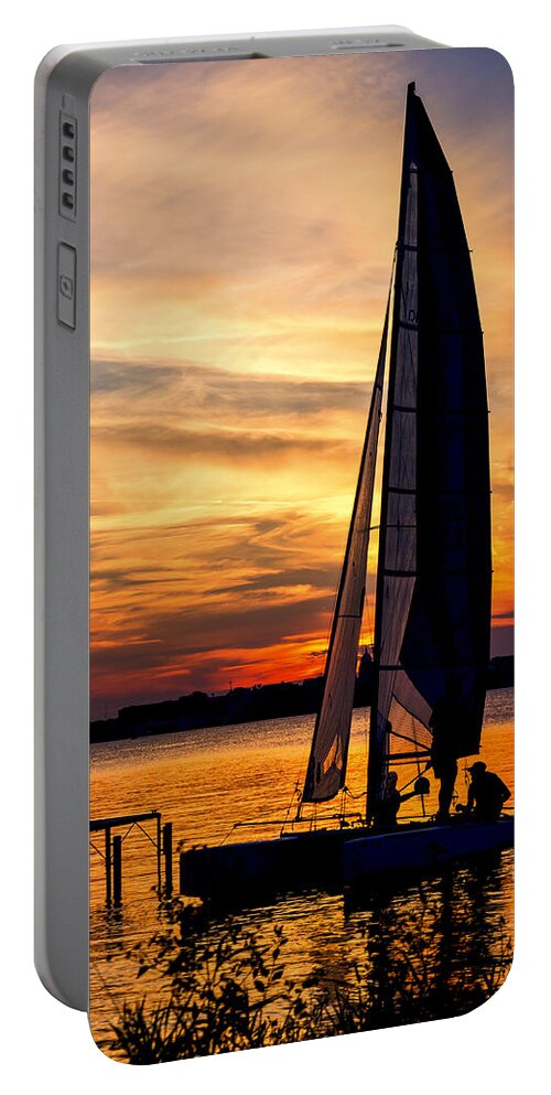 Capitol Portable Battery Charger featuring the photograph Sailing - Lake Monona - Madison - Wisconsin by Steven Ralser