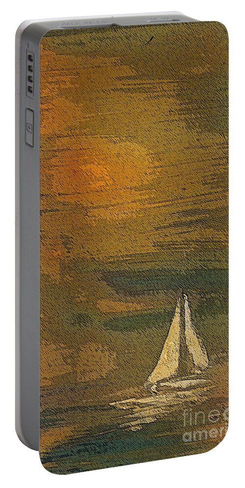 Paintings Portable Battery Charger featuring the painting Sailing the Julianna by Julie Lueders 