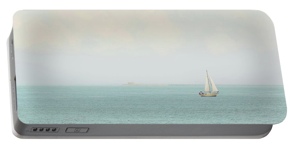 Boating Portable Battery Charger featuring the photograph Sailing the Ocean Blue by Deborah Crew-Johnson