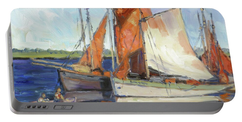 Sails Portable Battery Charger featuring the painting Sails 9 by Irek Szelag