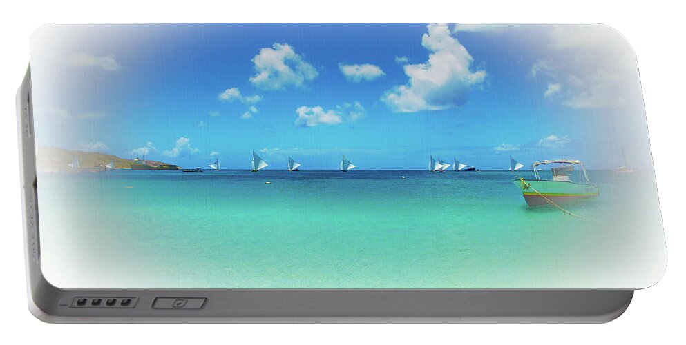 Sandy Ground Portable Battery Charger featuring the photograph Sails in the Wind Sandy Ground Anguilla by Ola Allen