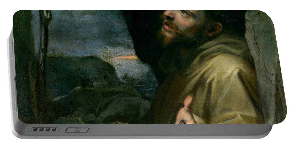 Federico Barocci Portable Battery Charger featuring the painting Saint Francis by Federico Barocci