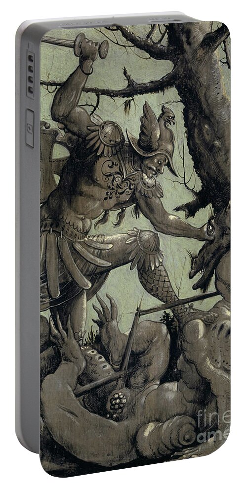 Saint George Fighting The Dragon Portable Battery Charger featuring the painting Saint George Fighting the Dragon by Urs the elder Graf