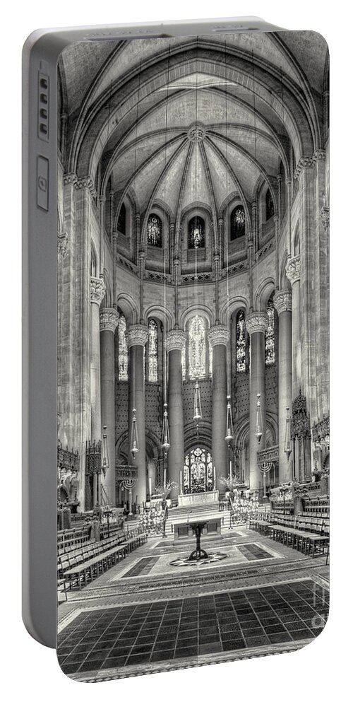 Altar Portable Battery Charger featuring the photograph Saint John the Divine Interior bw by Jerry Fornarotto