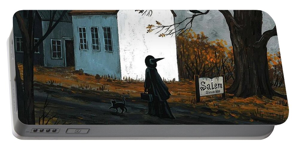 Print Portable Battery Charger featuring the painting Salem by Margaryta Yermolayeva