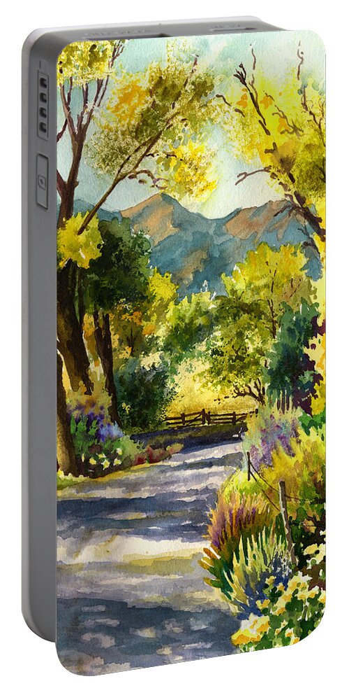 Salida Colorado Painting Portable Battery Charger featuring the painting Salida Country Road by Anne Gifford