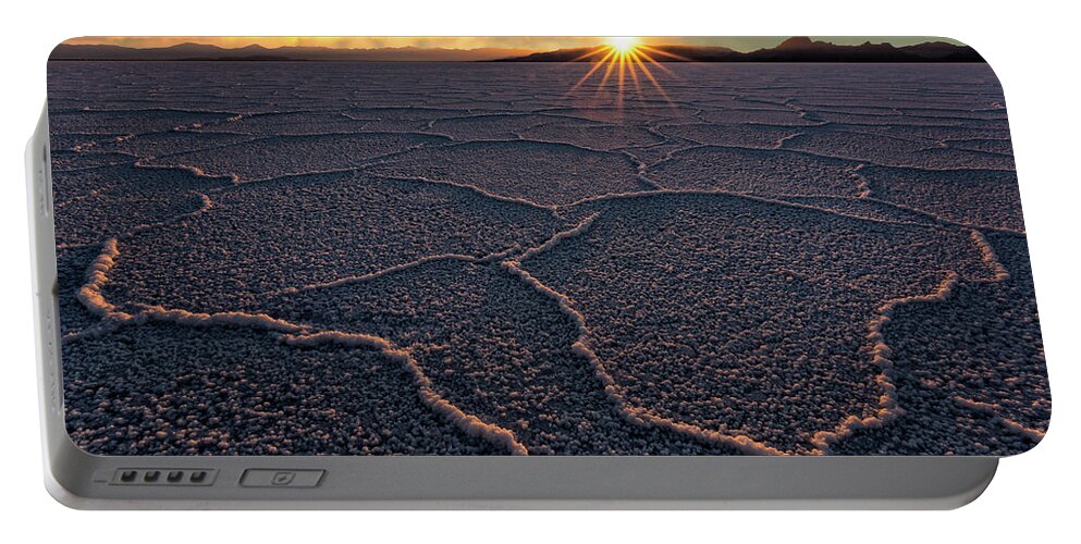 Nevada Portable Battery Charger featuring the photograph Salt Flats Sunset by Michael Ash