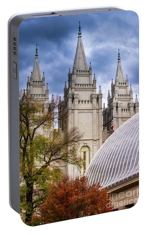 Salt Lake Portable Battery Charger featuring the photograph Salt Lake LDS Temple and Tabernacle - Utah by Gary Whitton
