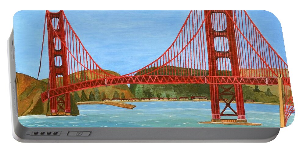 San Francisco Portable Battery Charger featuring the painting San Francisco Bridge by Magdalena Frohnsdorff