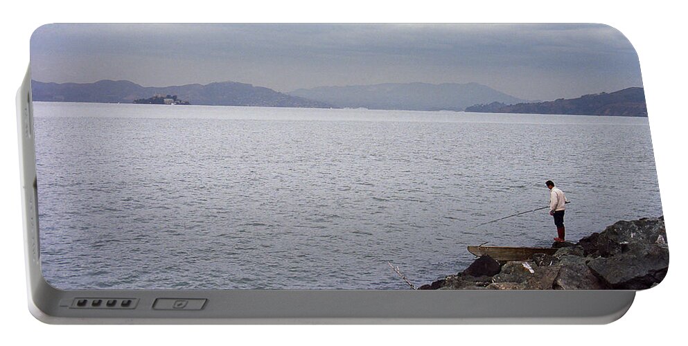 Alcatraz Portable Battery Charger featuring the photograph San Francisco Fisherman by Frank Romeo