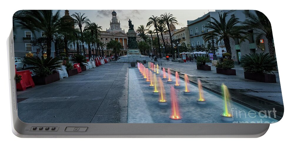 Dawn Portable Battery Charger featuring the photograph San Juan de Dios Plaza Cadiz Spain by Pablo Avanzini