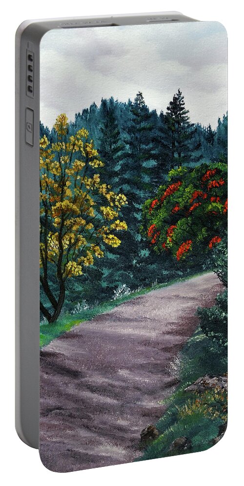 California Portable Battery Charger featuring the painting Sanborn Trail by Laura Iverson