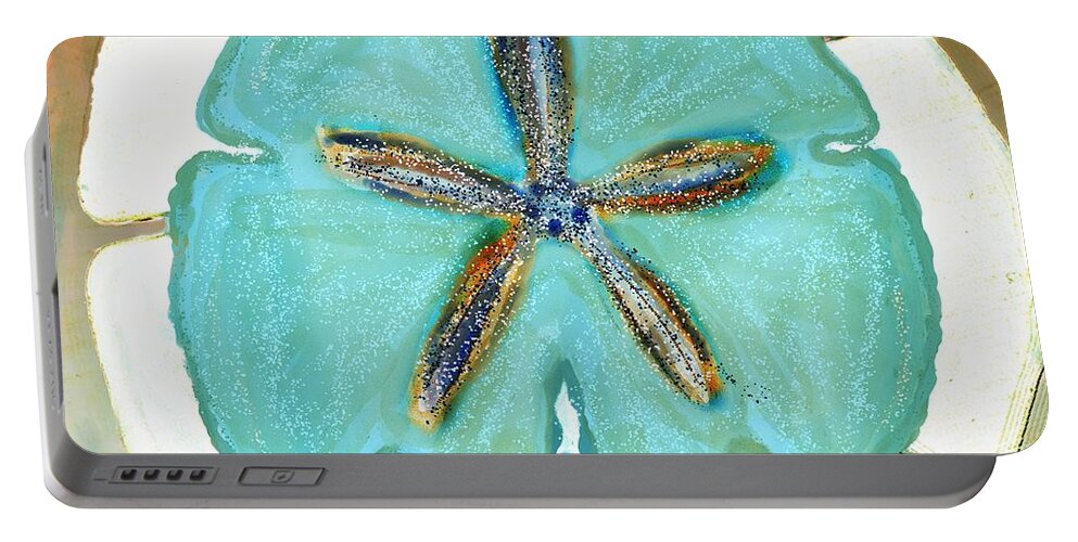 Sand Dollar Portable Battery Charger featuring the painting Sand Dollar Star Attraction by Barbara Chichester