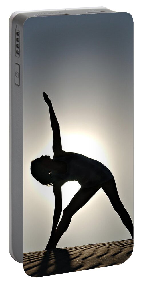 Yoga Portable Battery Charger featuring the photograph Sand Yoga by Scott Sawyer