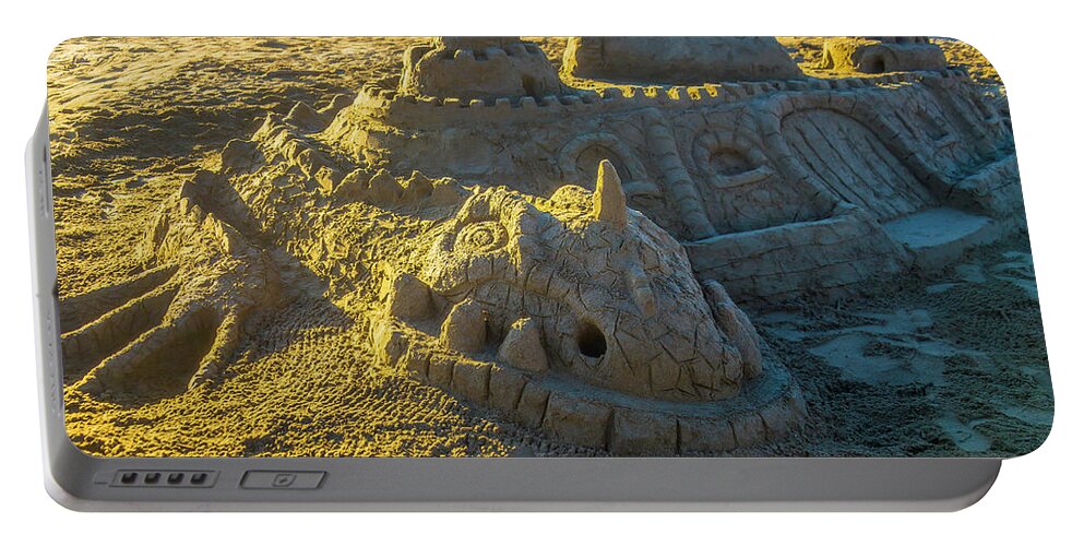 Sandcastle Dragon Portable Battery Charger featuring the photograph Sandcastle Dragon by Garry Gay