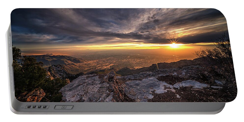 Albuquerque Portable Battery Charger featuring the photograph Sandia Peak Sunset by Framing Places