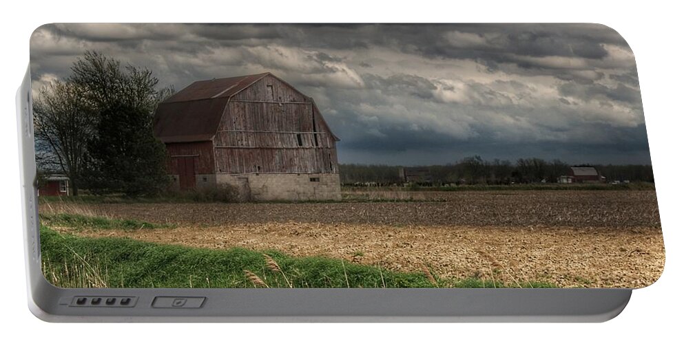 Barn Portable Battery Charger featuring the photograph 0043 - Sandusky Grey I by Sheryl L Sutter
