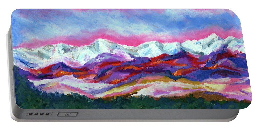 Sangre De Cristo Portable Battery Charger featuring the painting Sangre de Cristo Mountains by Stephen Anderson