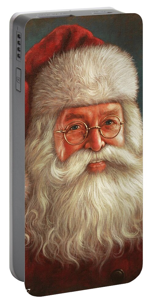 Santa Portable Battery Charger featuring the painting Santa 2017 by Glenn Pollard
