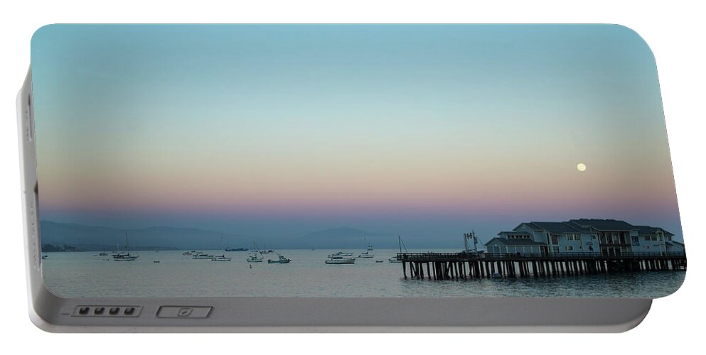 Santa Barbara Portable Battery Charger featuring the photograph Santa Barbara pier at dusk by Andy Myatt