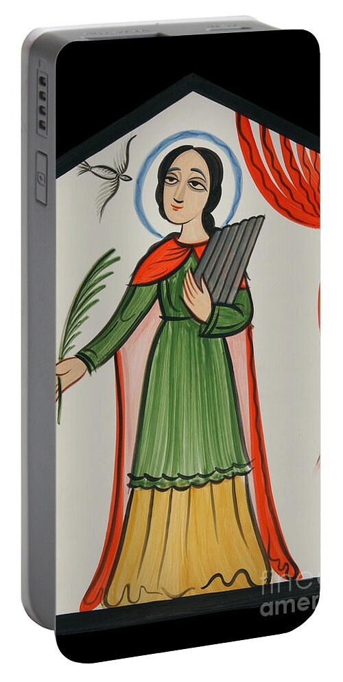 St. Cecilia Portable Battery Charger featuring the painting Santa Cecilia - St. Cecilia - AOCCL by Br Arturo Olivas OFS
