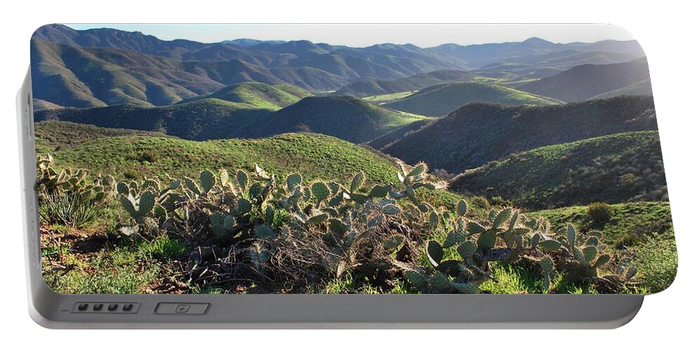 Tree Portable Battery Charger featuring the photograph Santa Monica Mountains - Hills and Cactus by Matt Quest