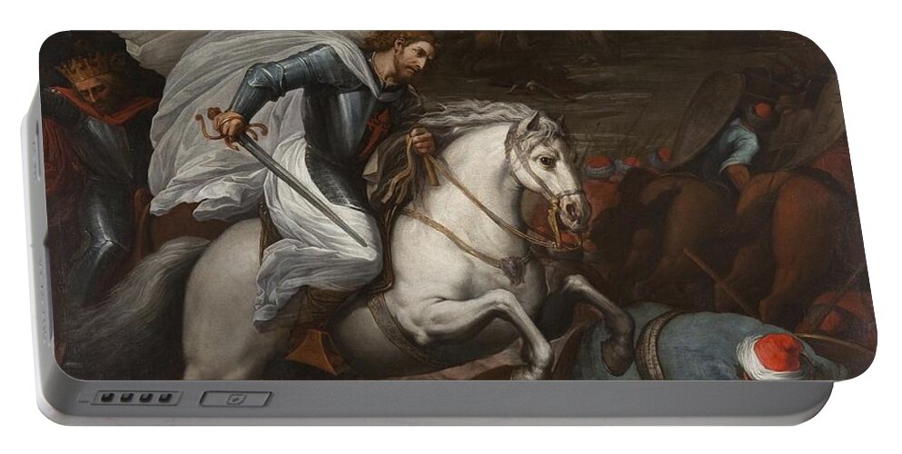 Santiago At The Battle Of Clavijo Portable Battery Charger featuring the painting Santiago at the Battle of Clavijo by Carducho