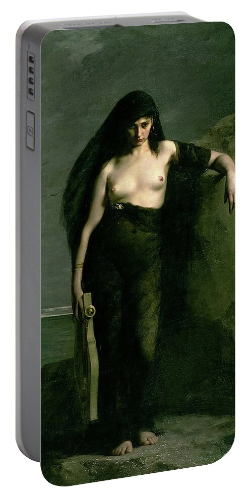 Pre-raphaelite Portable Battery Charger featuring the painting Sappho by Auguste Mengin