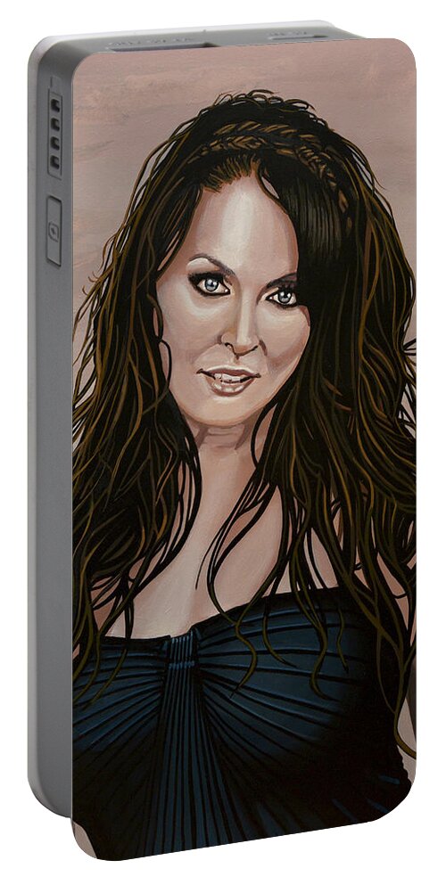 Sarah Brightman Portable Battery Charger featuring the painting Sarah Brightman by Paul Meijering