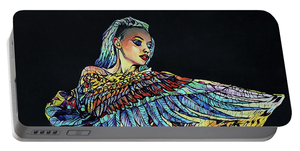 Woman Portable Battery Charger featuring the painting Sarina by Arleana Holtzmann