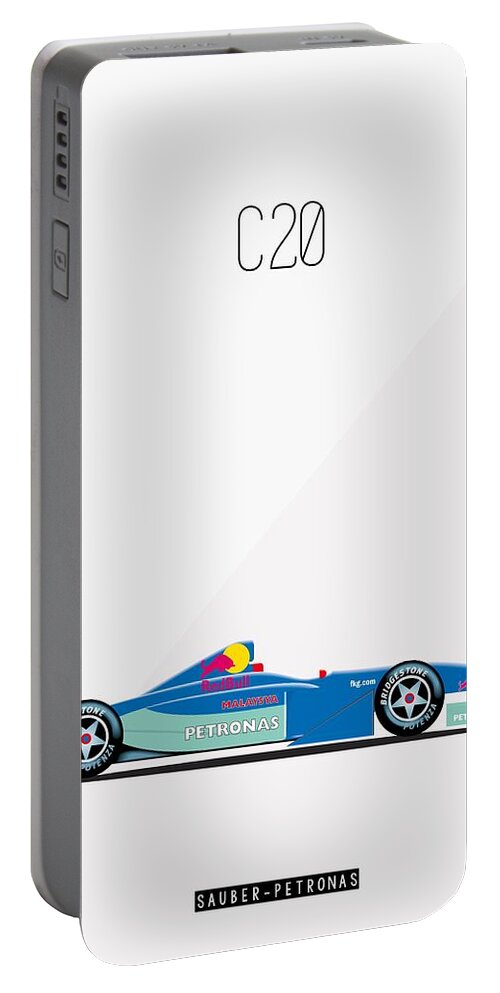 Red Bull Sauber Petronas Portable Battery Charger featuring the painting Sauber Petronas C20 F1 Poster by Beautify My Walls